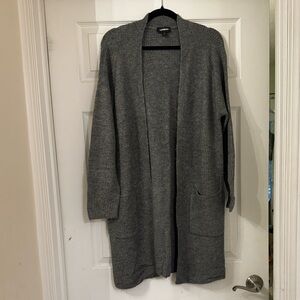 Express Charcoal Open-Front Cardigan